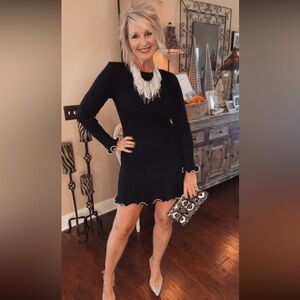 Elegant Black Ribbed Dress